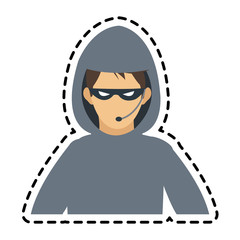 hacker man cartoon icon over white background. colorful design. vector illustration