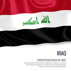 Naklejka premium Silky flag of Iraq waving on an isolated white background with the white text area for your advert message. 3D rendering.