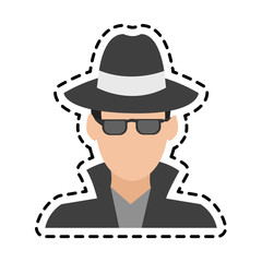 hacker man cartoon icon over white background. colorful design. vector illustration