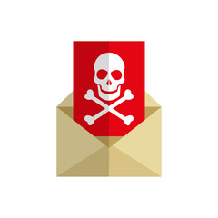 envelope with skull icon over white background. cyber security concept. colorful design. vector illustraiton