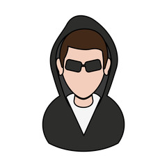 suspicious looking man criminal icon image vector illustration design 