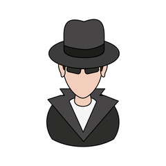 suspicious looking man criminal icon image vector illustration design 