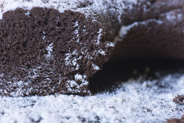 Homemade chocolate cake.