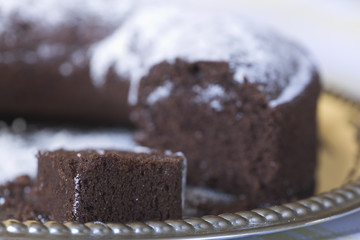 Homemade chocolate cake.