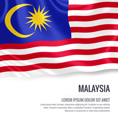 Silky flag of Malaysia waving on an isolated white background with the white text area for your advert message. 3D rendering.