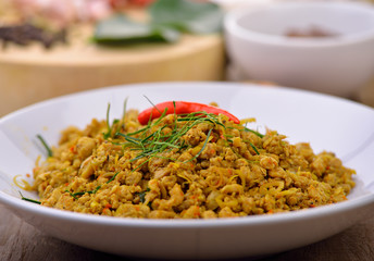 Spicy pork with herb,Thais cuisine