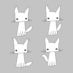 Set of four cute icons cat.
