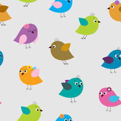 Naklejka premium Cute seamless pattern with different colored birds