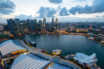 Fototapeta na wymiar Elevated view of Singapore Skyline at night