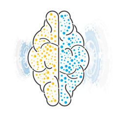 concept of the human brain with technology, vector illustration