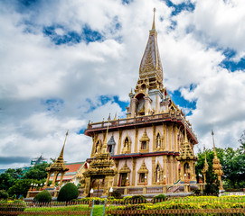 Pagoda in Wat Chalong or Chalong Temple, Phuket Thailand