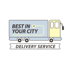 Delivery service truck or car vector flat icon