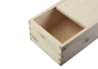 Part Wooden box mockup on a white background opened