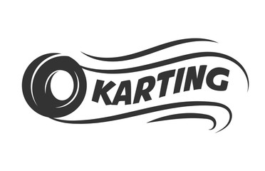 Karting club or kart races motor tire vector template icon - obrazy, fototapety, plakaty