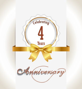 4th Anniversary background, 4 years celebration invitation card vector eps 10
