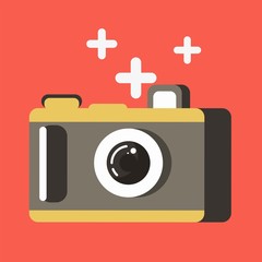 Summer travel or holiday vacation vector photo camera