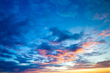 Colorful sky and sunrise. Natural landscape