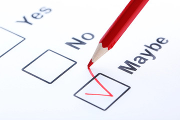 Check boxes on white paper