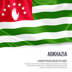 Silky flag of Abkhazia waving on an isolated white background with the white text area for your advert message. 3D rendering.
