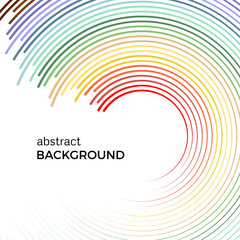 Abstract background with bright rainbow colorful lines. Colored circles with place for your text  on a white background.
