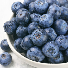 Blueberries in white bowl