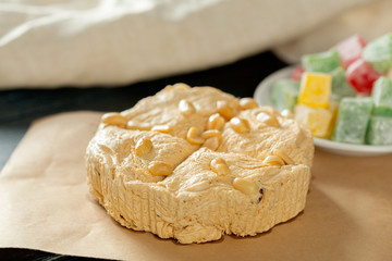 traditional eastern desserts on wooden background