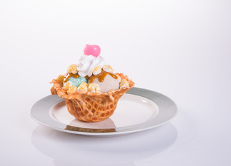 ice cream scoop or mixed ice cream on background.