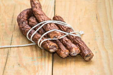 Dry sausage - traditional thin sausages kabanos