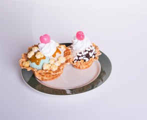 ice cream scoop or mixed ice cream on background.