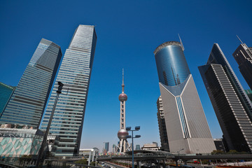 Shanghai modern city landmark office backgrounds