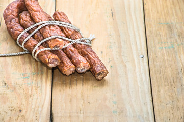 Dry sausage - traditional thin sausages kabanos