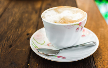 Closeup cup of hot coffee cup.