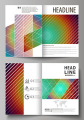Fototapeta premium Business templates for bi fold brochure, flyer, report. Cover template, abstract vector layout in A4 size. Minimalistic design with circles, diagonal lines. Geometric shapes, beautiful background.