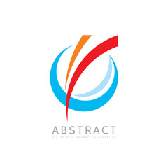 Application - vector business logo concept illustration. Colored ring with abstract shapes. Positive geometric sign in optimism style. Design element.