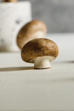 Fresh raw mushrooms, in white background, portobello variety