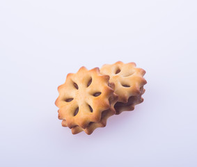 cookie biscuits with filling on background