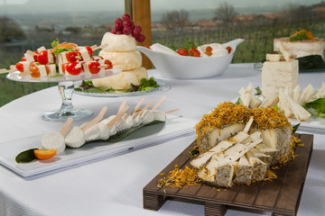 starter ready in selfservice table of a restaurant