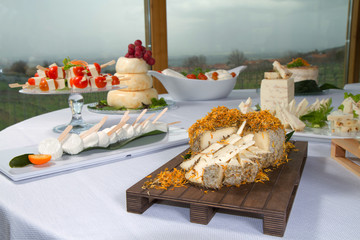 starter ready in selfservice table of a restaurant