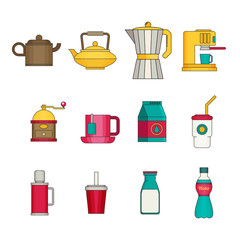 Drink icon set. Flat vector
