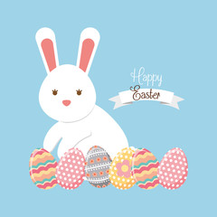 cute rabbit character easter season vector illustration design