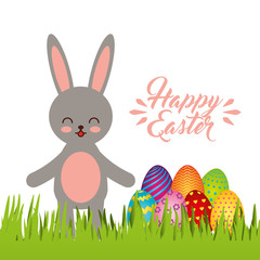 cute rabbit character easter season vector illustration design