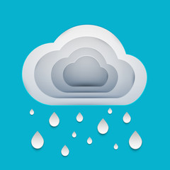 Paper art cartoon clouds in realistic trendy craft style. Modern origami design template. Concept inspiration or idea for your projects. Vector illustration.