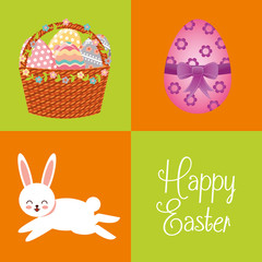 cute rabbit character easter season vector illustration design
