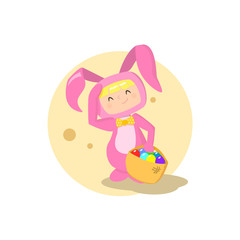  girl wearing easter bunny costume