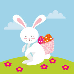 cute rabbit character easter season vector illustration design