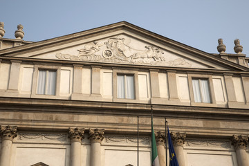 Main Facade of Scala Theatre in Milan, Italy