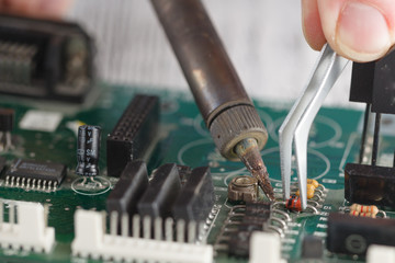 oldering of computer motherboard