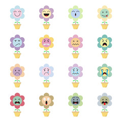 Cute Flower Emoji on White Background