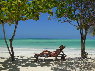Relaxing on a Island Beach Coastal Resort.Life of Leisure.