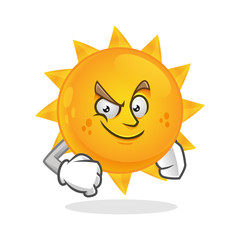 Confident sun mascot, sun character, sun cartoon vector 
